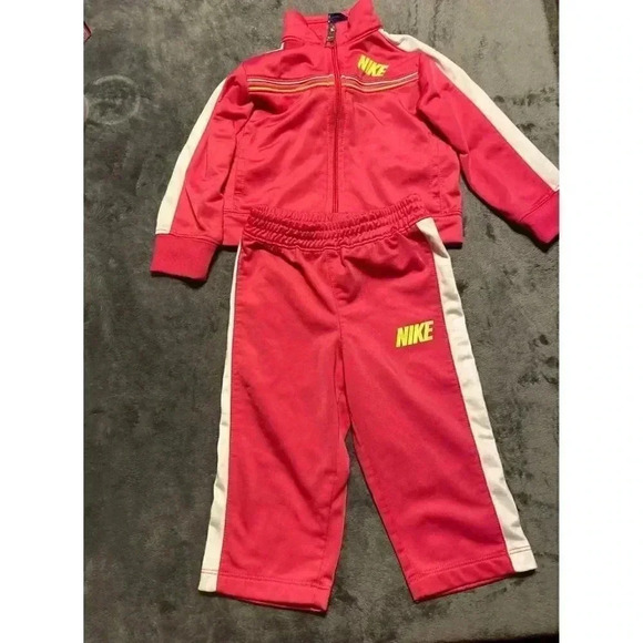 Girls 12 month Nike pink tracksuit jacket and pants - Picture 1 of 7